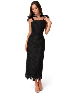 Women's Bow Strap Lace Midaxi Dress