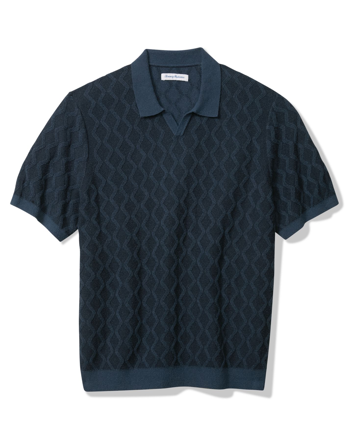 Мужское поло Tommy Bahama Textured Johnny Collar Polo Shirt, цвет: Dress Blues — фото 7