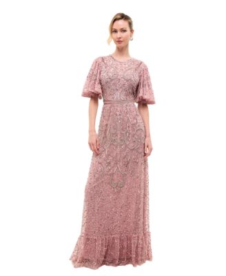 Women's Embellished Sequins Flutter Dress
