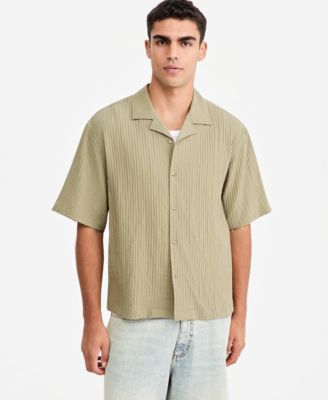 Men's Boxy-Fit Striped Short-Sleeve Shirt