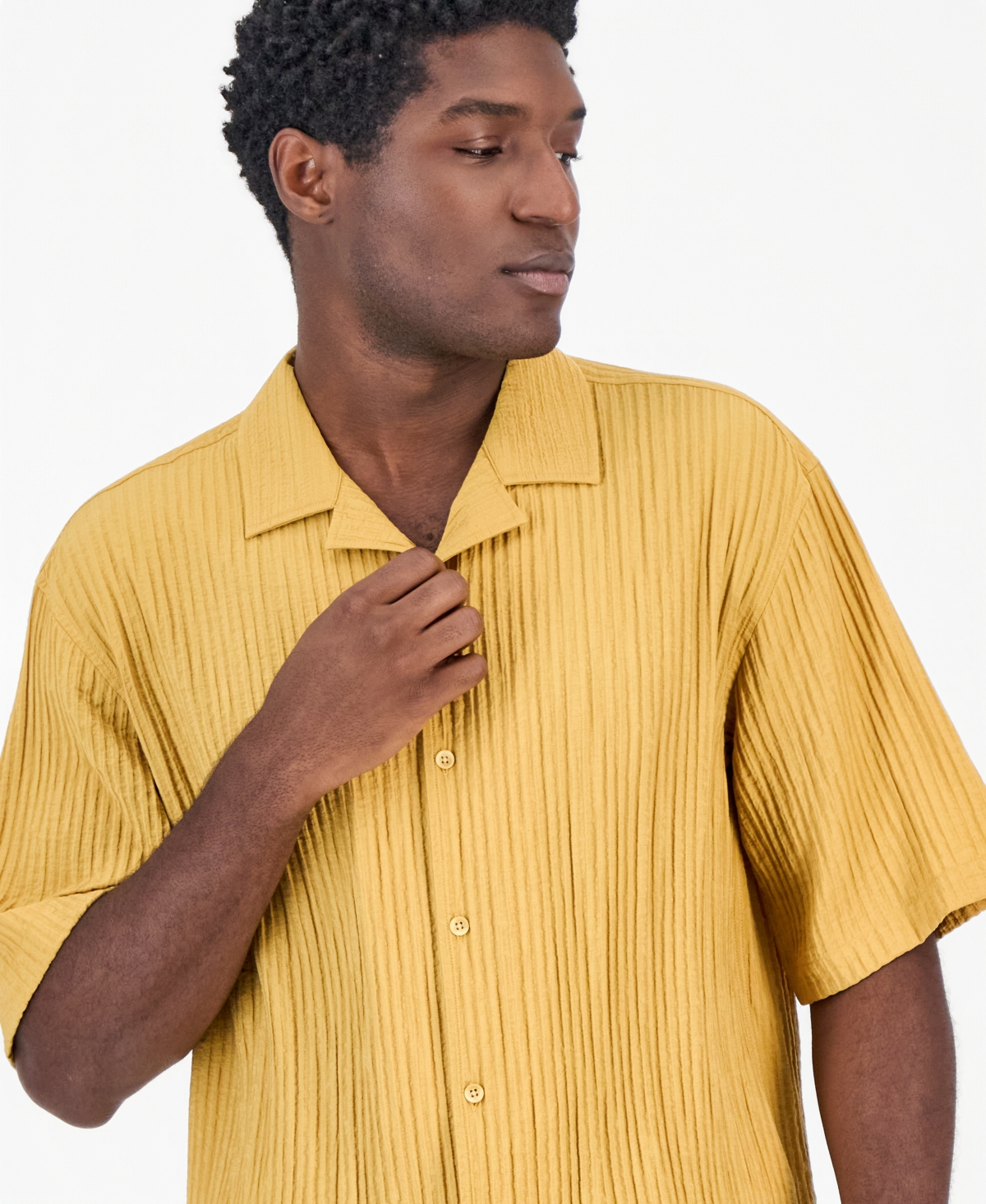 Mode of One Men's Boxy-Fit Striped Short-Sleeve Shirt, Macy's Exclusive