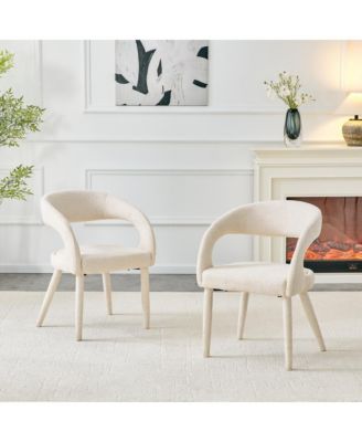 Boucle Upholstered Dining Chair, Open Back Accent Chairs, Modern Scandinavian Side Chairs for Dining Room and Vanity