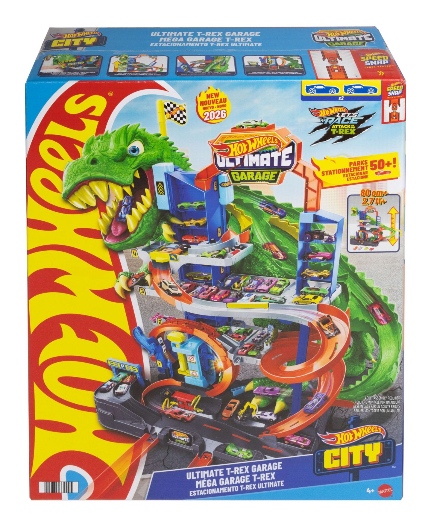 Детский игровой набор Hot Wheels 1:64 Scale City Ultimate T-Rex Garage Playset with 2 Die-Cast Cars — фото 6