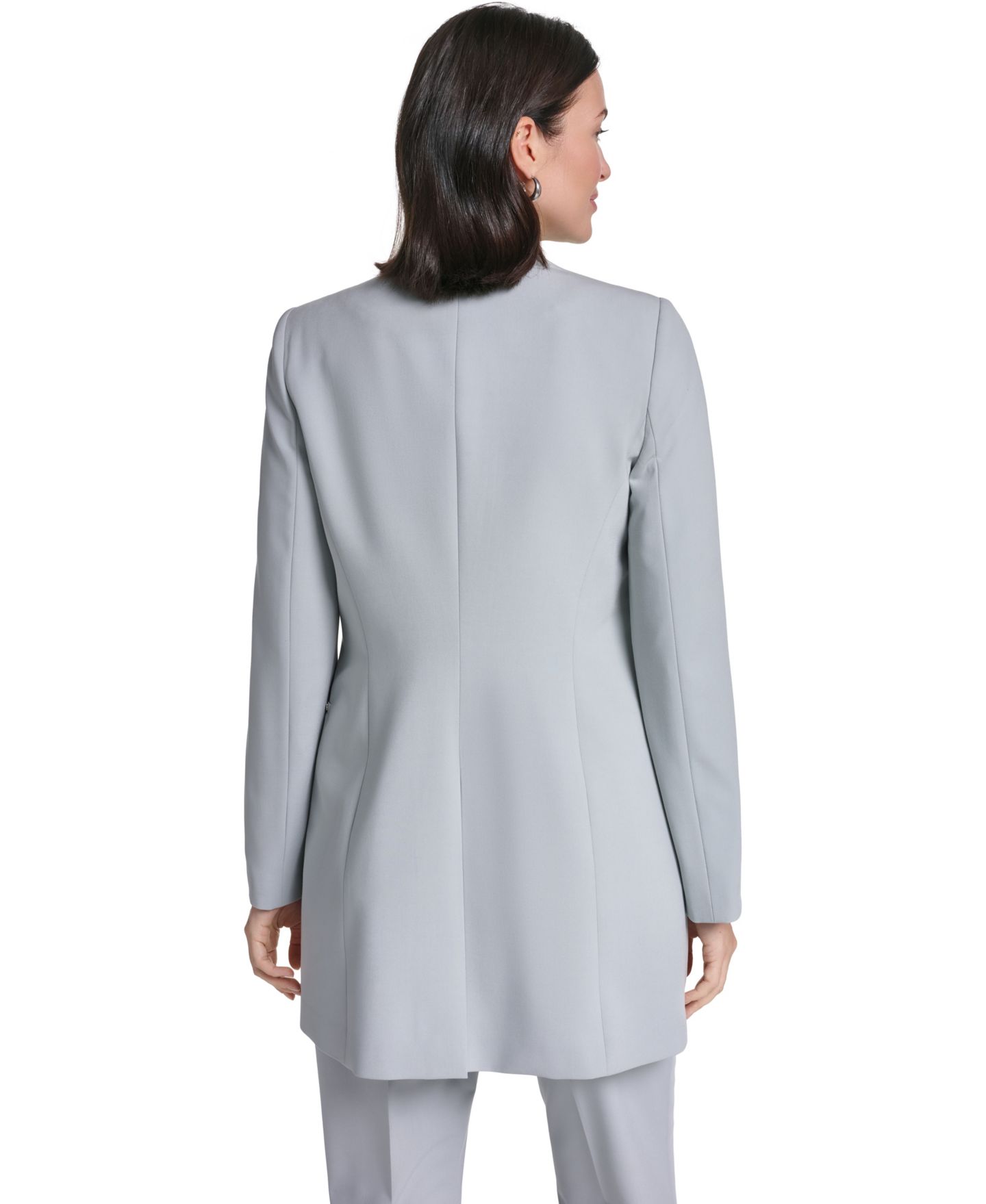 Женская куртка Calvin Klein Collarless Open-Front Long Topper, цвет: Серебряный шалфейный — фото 5
