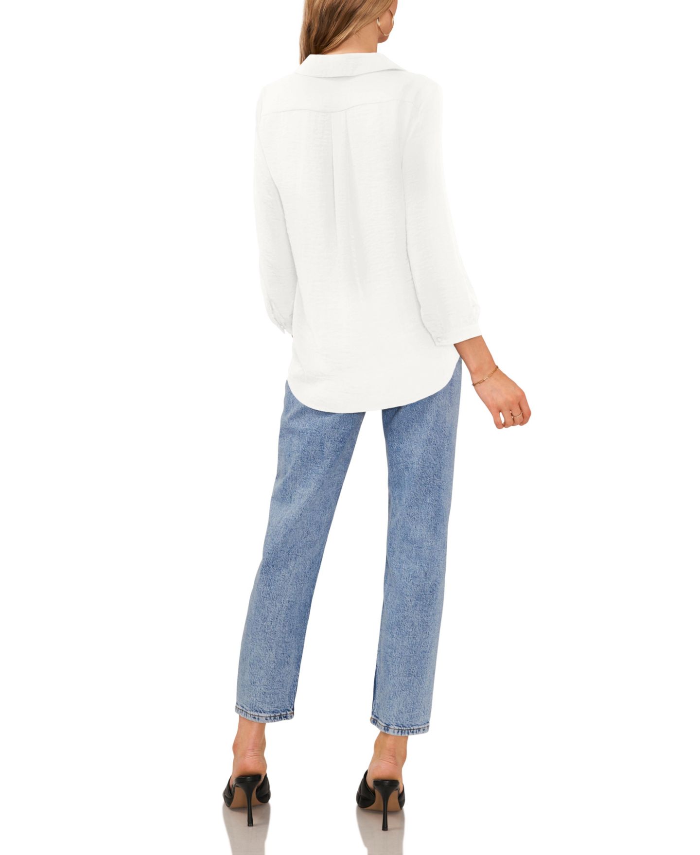 Женский топ Vince Camuto Collared V-Neck Top, цвет: Слоновая кость — фото 6