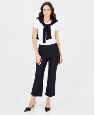 Petite Cropped Kick Flare Pull-On Pants