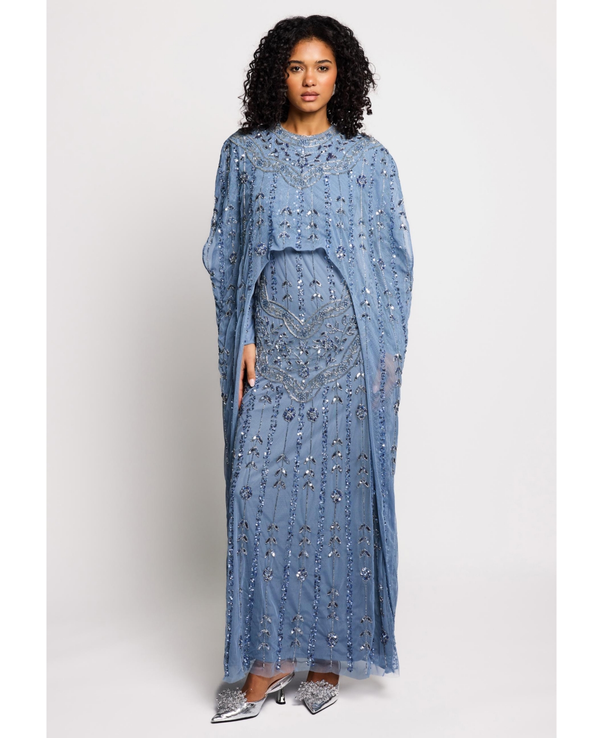 Maryisa Women's Modestcape Embellished Sequins Maxi Dress