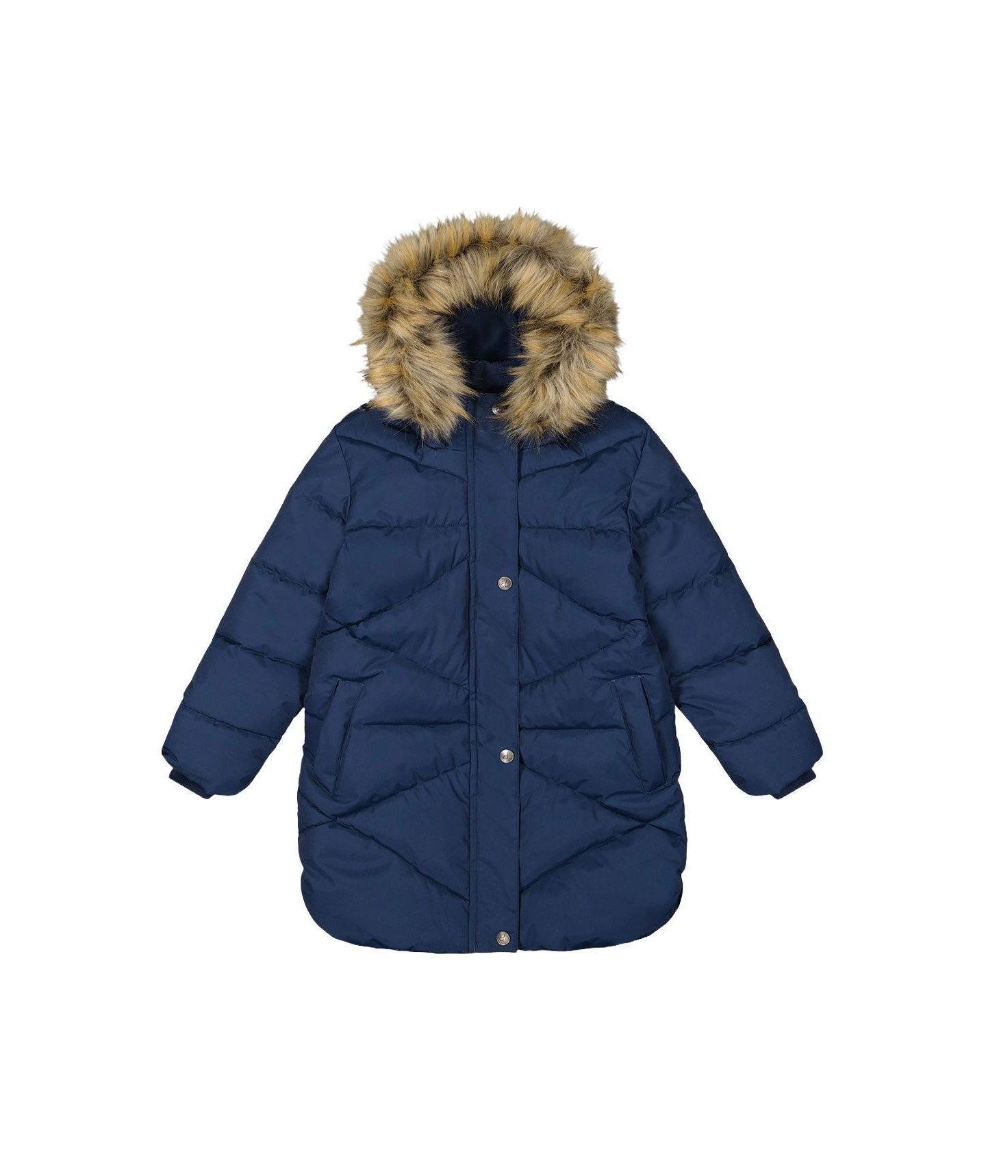 Куртка Deux par Deux Long Winter Puffer Coat для девочек, цвет: Тёмный синий — фото 1