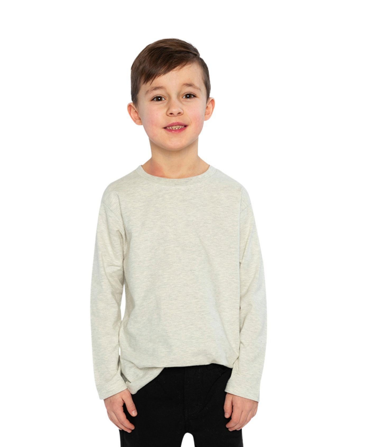 Deux par Deux Little and Big Boy (6-12) Cotton Long Sleeve T-Shirt Heather