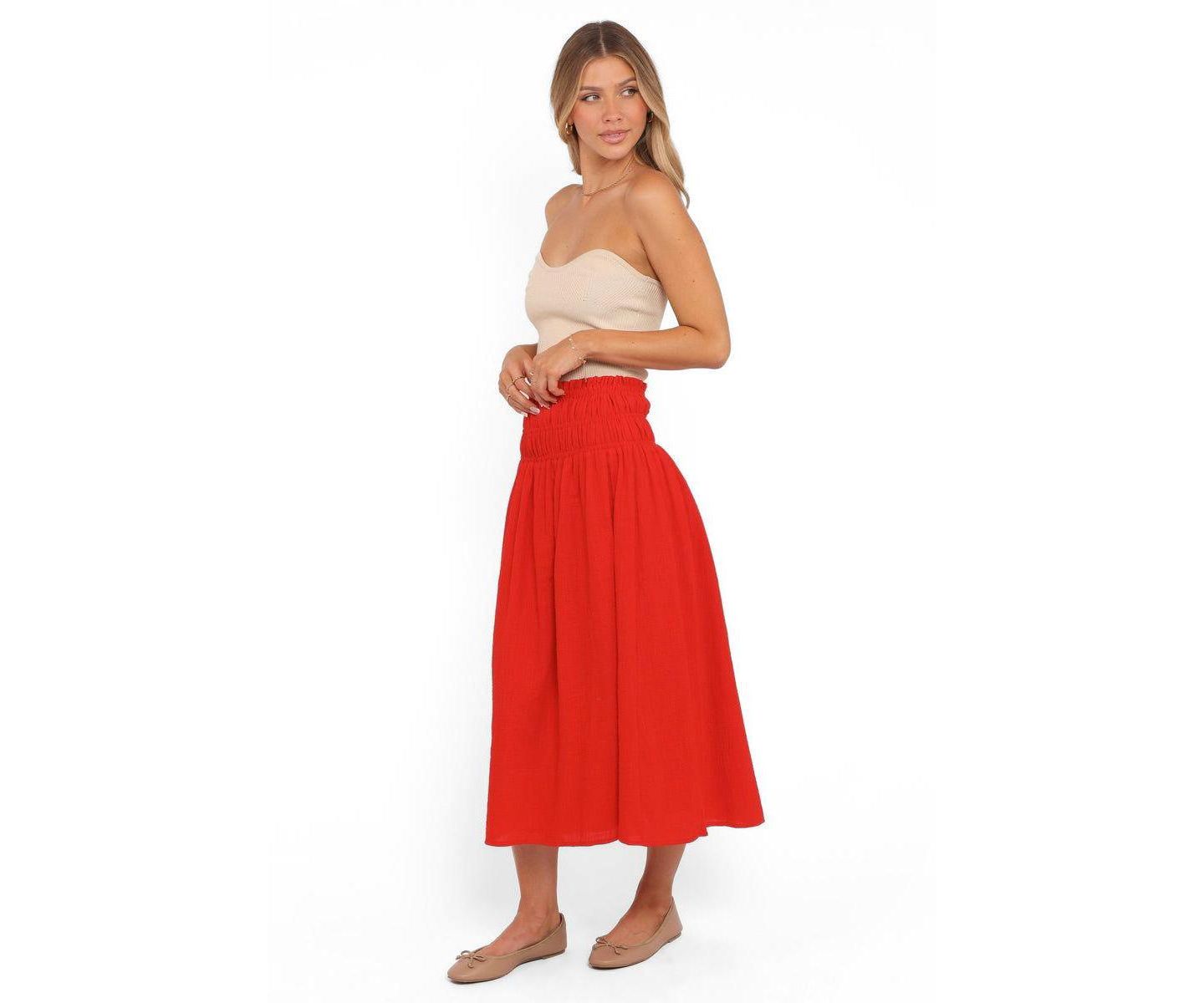 Женская юбка Petal and Pup High-Waisted A-Line Mattea Maxi, цвет: Красный — фото 3
