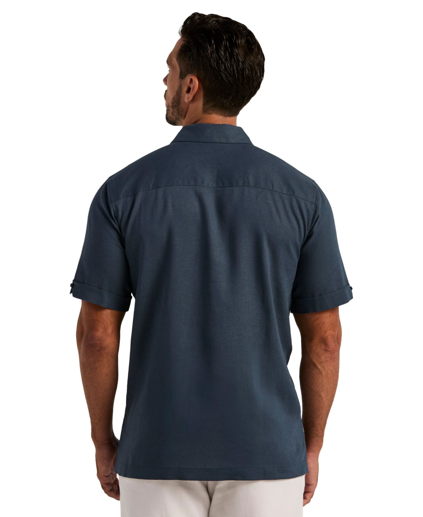 Мужская рубашка Cubavera Linen Blend Embroidered Guayabera, цвет: Big Dipper — фото 5