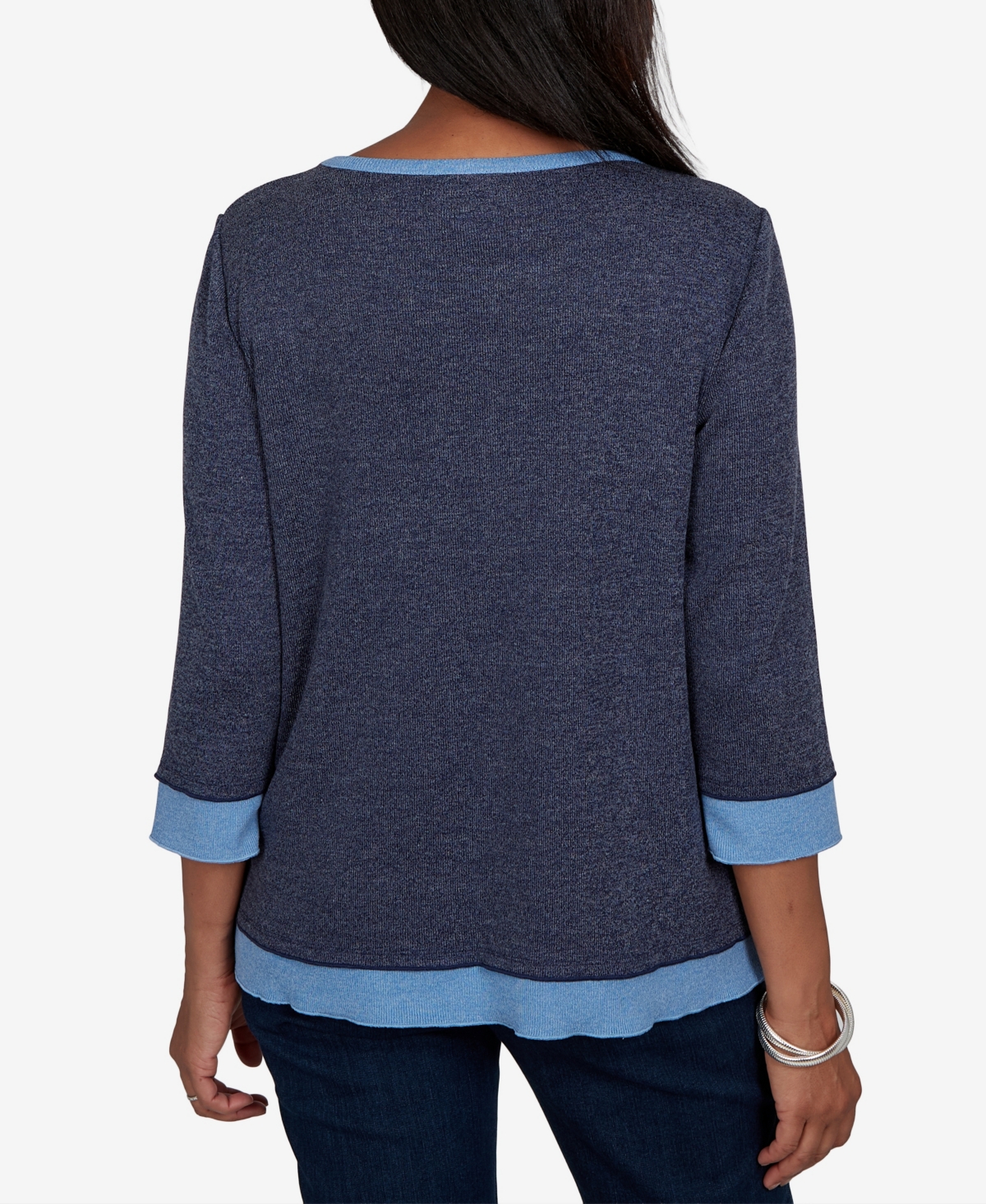 Alfred Dunner Petite Classic Heathered Colorblock Knit Top