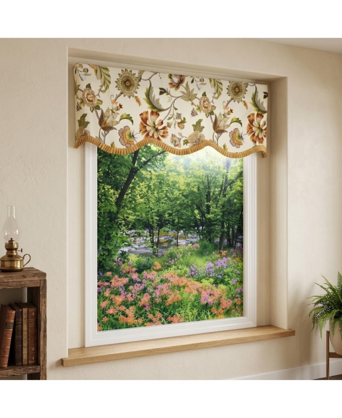Rlf Home Tanzibar Ruffled Provance Window Valance Cotton Lined Rod Pocket