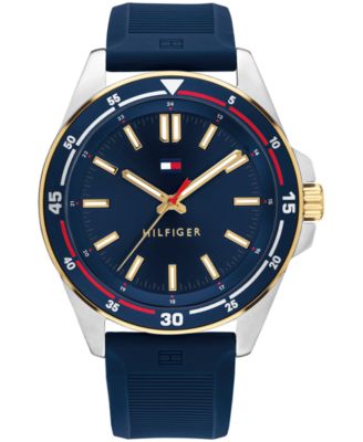 Men's Quartz Navy Silicone Strap Watch 42mm