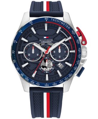 Men's Chronograph Navy Silicone Strap Watch 44mm