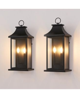 2-Pack Aluminum Outdoor Wall Lantern Lights, Large Waterproof Garage Porch Light
