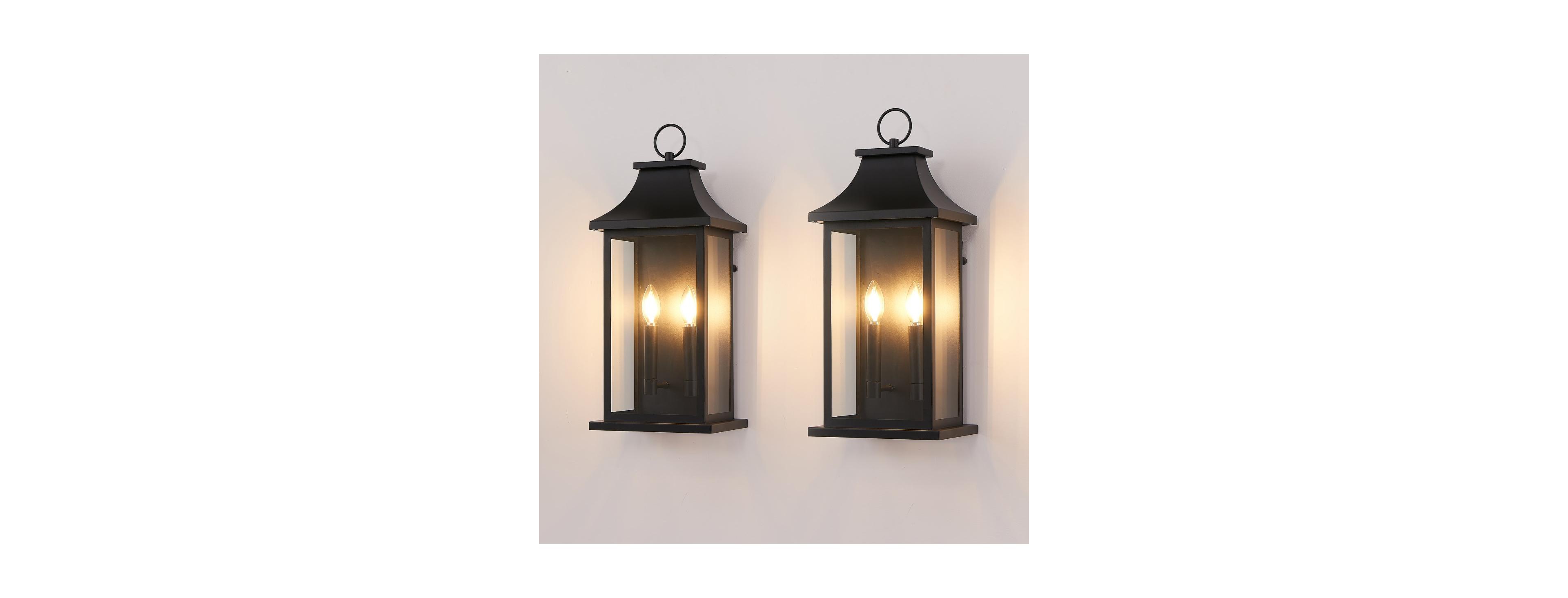 Asagikoiai 2-Pack Aluminum Outdoor Wall Lantern Lights, Large Waterproof Garage Porch Light