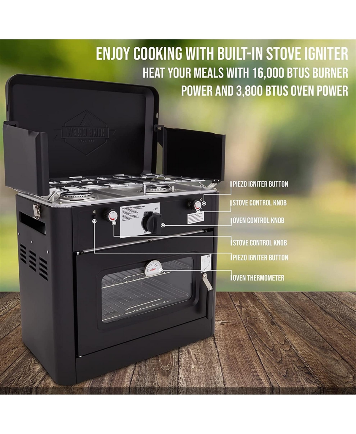 Hike Crew Gas Camping Oven, Csa Approved 2-Burner Stove & Camp Oven with Bag, Igniter