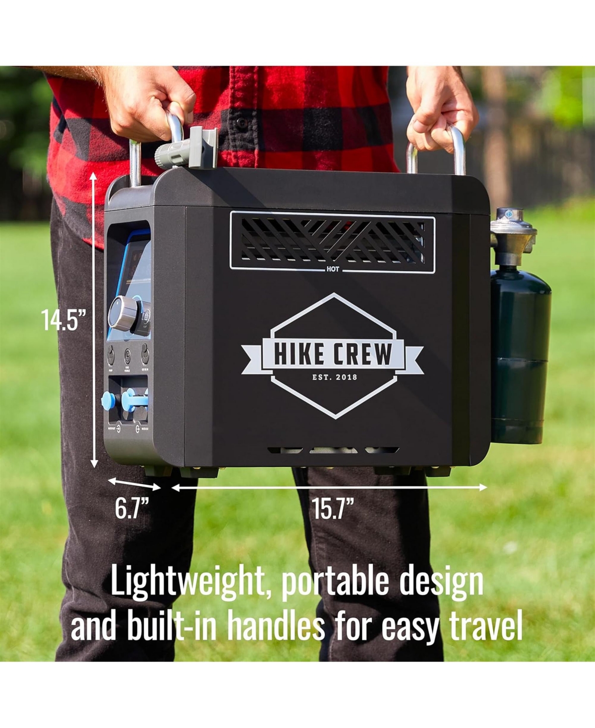 Hike Crew Propane Water Heater and Shower Pump, Rechargeable Camping Heater with Shower Head Attachment