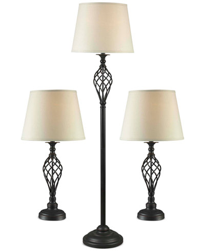 Kenroy Home Avett 3-Pc. Lamp Set: 1 Floor Lamp & 2 Table Lamps