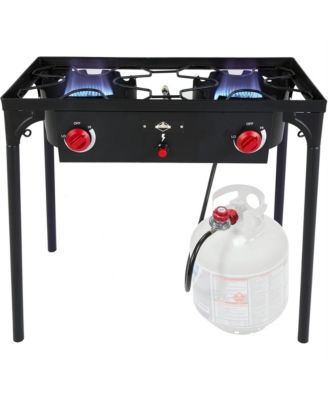 Double-Burner 150,000 BTU Gas Camping Stove, Portable Stove with Auto Ignition