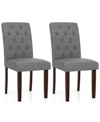 Wooden Dining Chair Set of 2 With Rubber Wood Legs Padded Seat S Springs High Back
