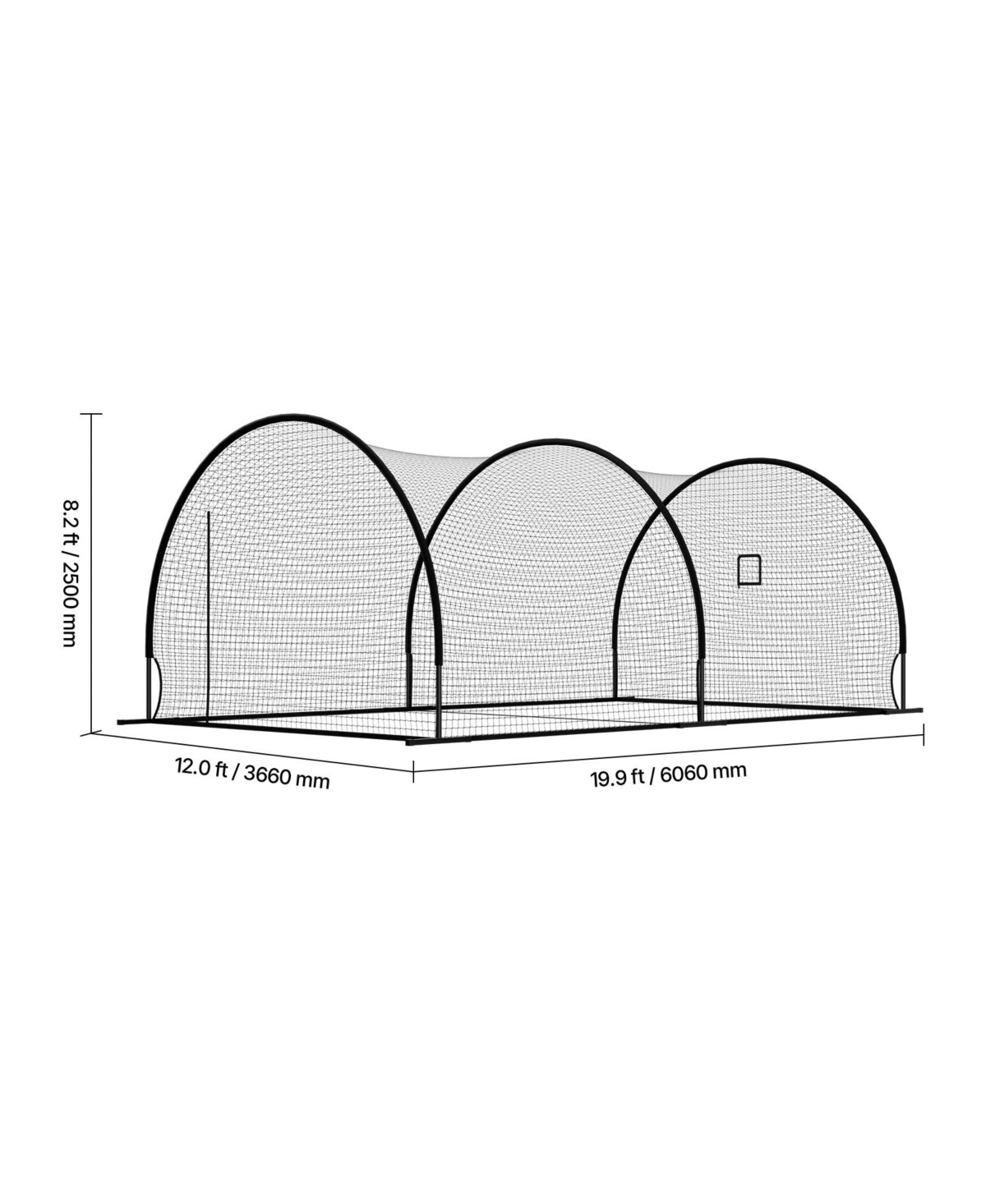Freestanding Baseball Batting Cage, 19.9 x 12 x 8.2 ft Steel Frame Net with Pitching Machine Opening