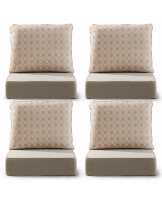 Luxury Outdoor Deep Seat Replacement Cushion Set 6in Thick Set of 4