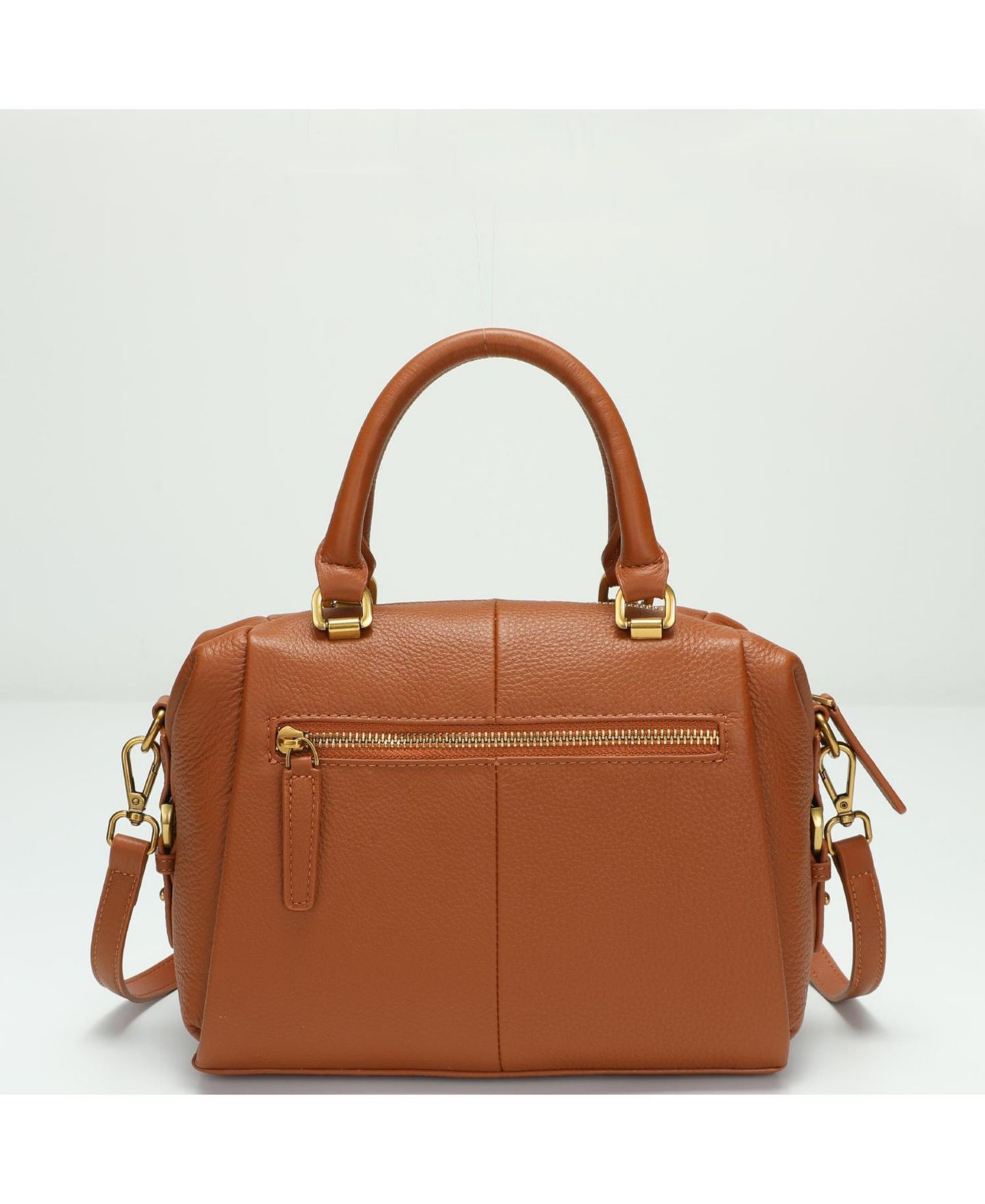 Женская сумка SUSU Quinn Pebbled Leather Boston Bag Structured Doctor Bag Top Handle Satchel Crossbody Bowling Handbag, цвет: Коньячный / Коричневый — фото 3