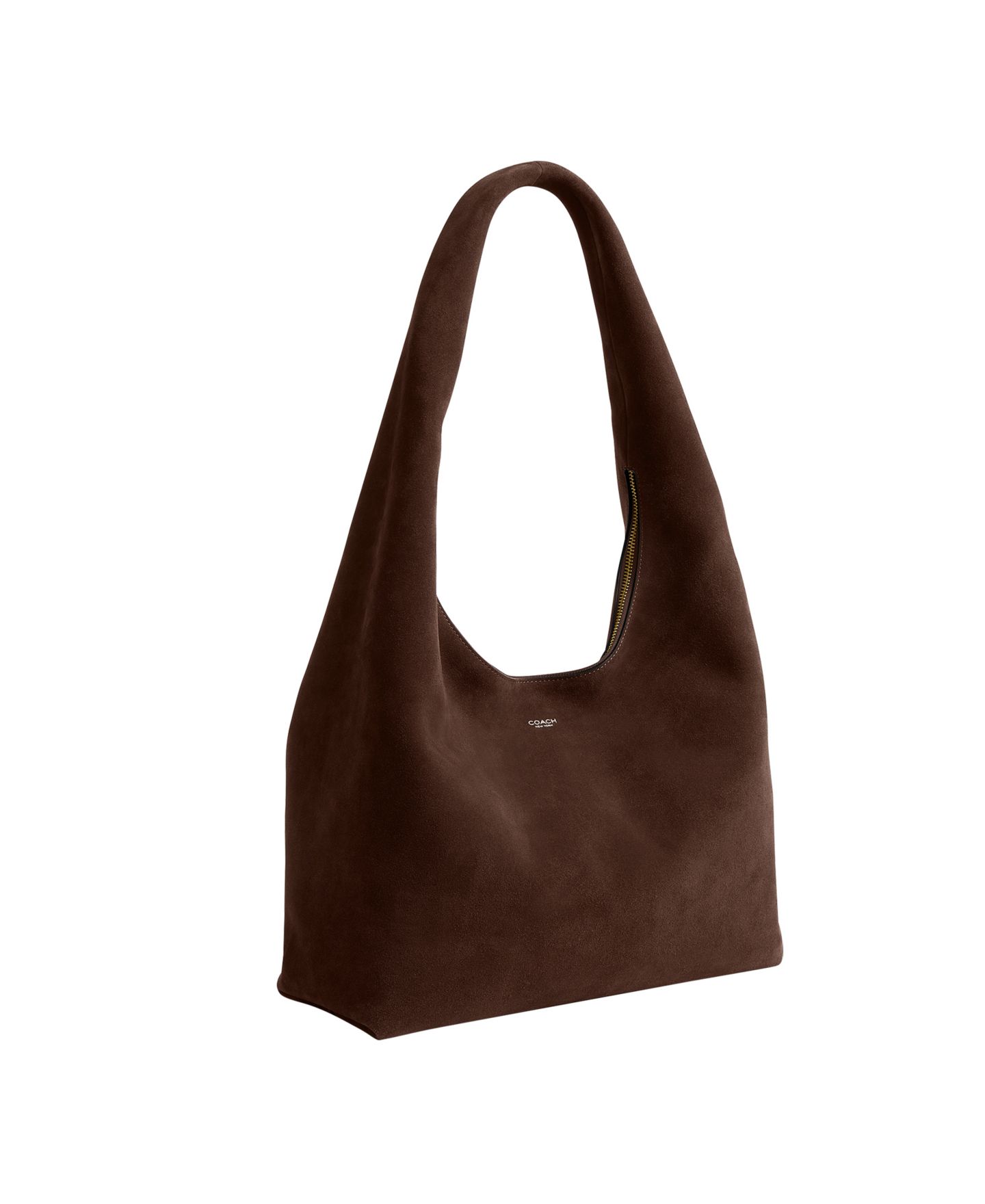 Женская сумка COACH Pillow Brooklyn Large Suede Hobo, цвет: Латунный / Шоколадный — фото 3