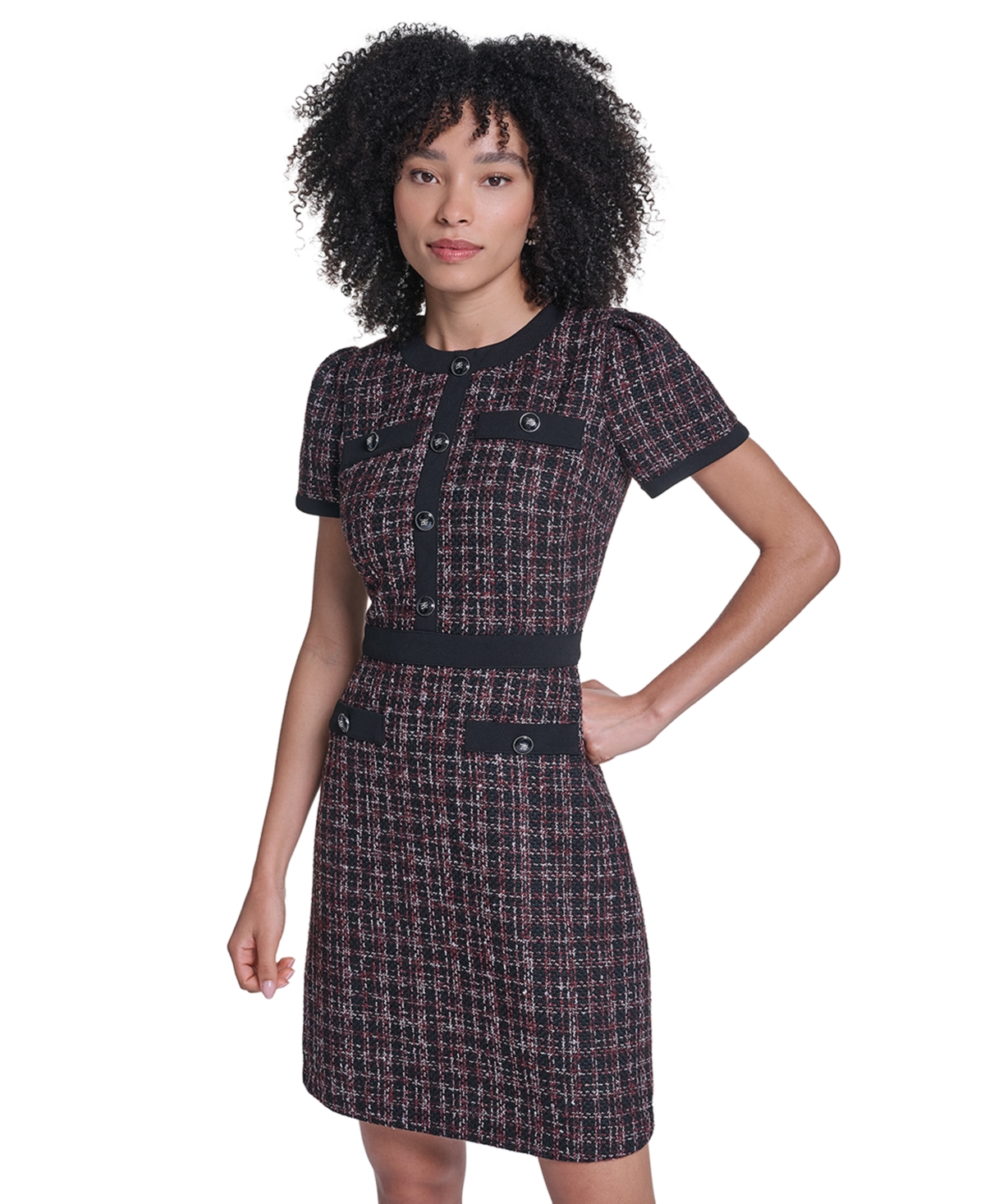 Karl Lagerfeld Paris Women's Tweed Sheath With Contrast Trim Dress