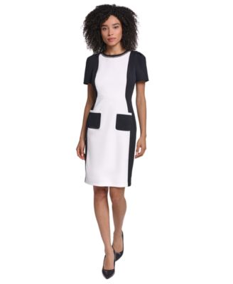 Women's Colorblock Short-Sleeve Sheath Dress