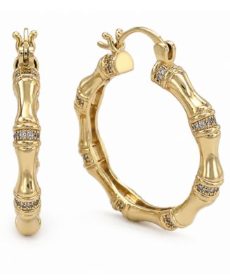 Cubic Zirconia 18k Gold Plated Brass Hoop Earrings