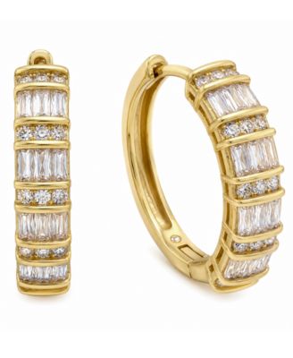 Cubic Zirconia Hinge Hoop Earrings