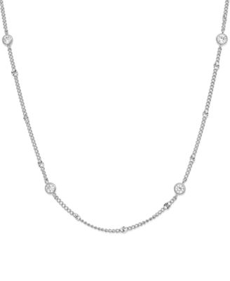 Cubic Zirconia Circular Shaped Station Necklace