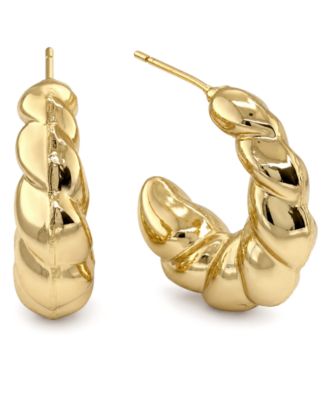 18K Gold Plated Twisted Puff C-Hoop Earrings