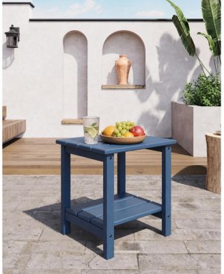 Adirondack Square Outdoor Side Table – 2-Tier Storage Patio Side Table, HDPE End Table for Patio, Pool, Deck, Indoor or Backyard
