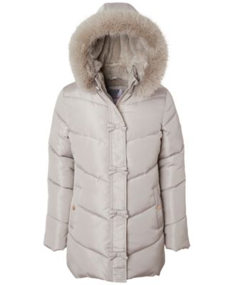 Girls' 6-16 Bow Hooded Puffer Jacket