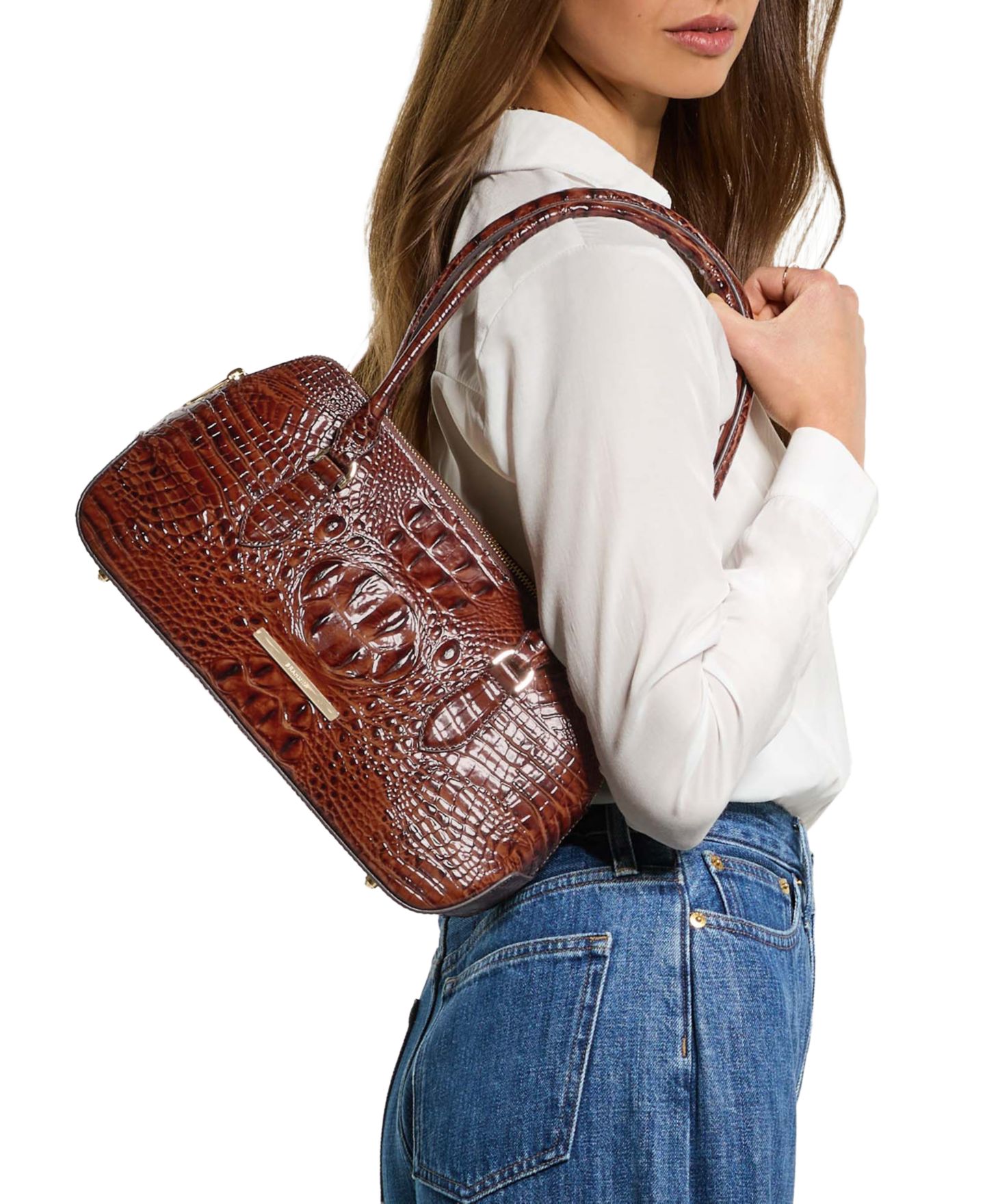 Женская сумка Brahmin Jennifer Shale Medium Leather Satchel, цвет: Fossilized — фото 5