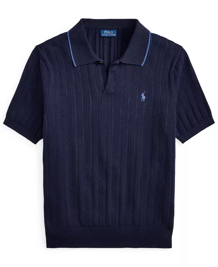 Men's Textured Cotton Polo Shirt - thumbnail 10