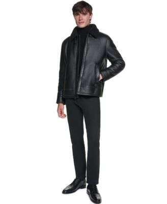 Men's Faux Leather Shearling Aviator Jacket