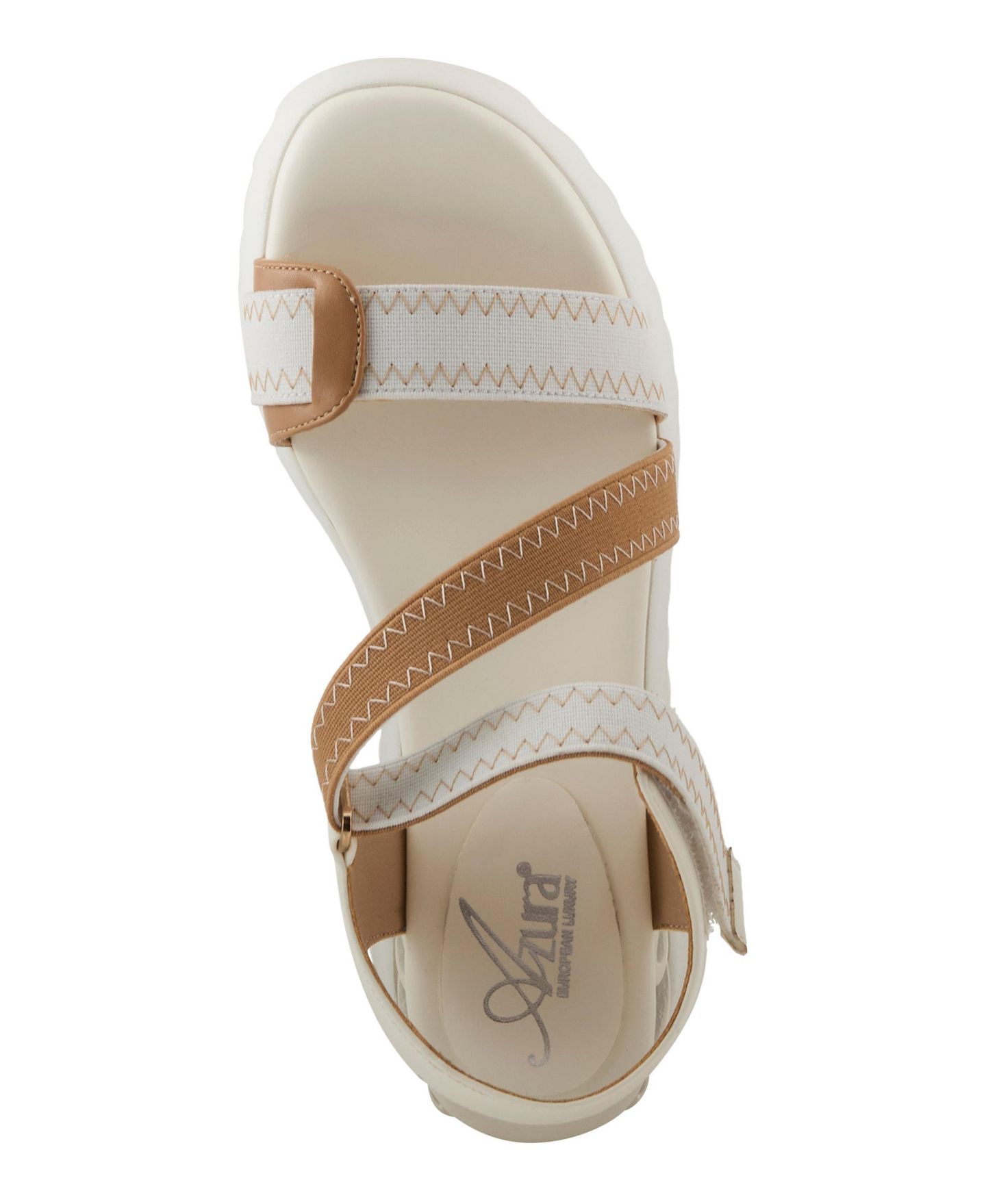 Женские сандалии Azura Coolbeans Hook and Loop Sandals - Zigzag Stitching, Adjustable D-Ring Closure, Cushioned Footbed, цвет: Бежевый разноцветный — фото 3