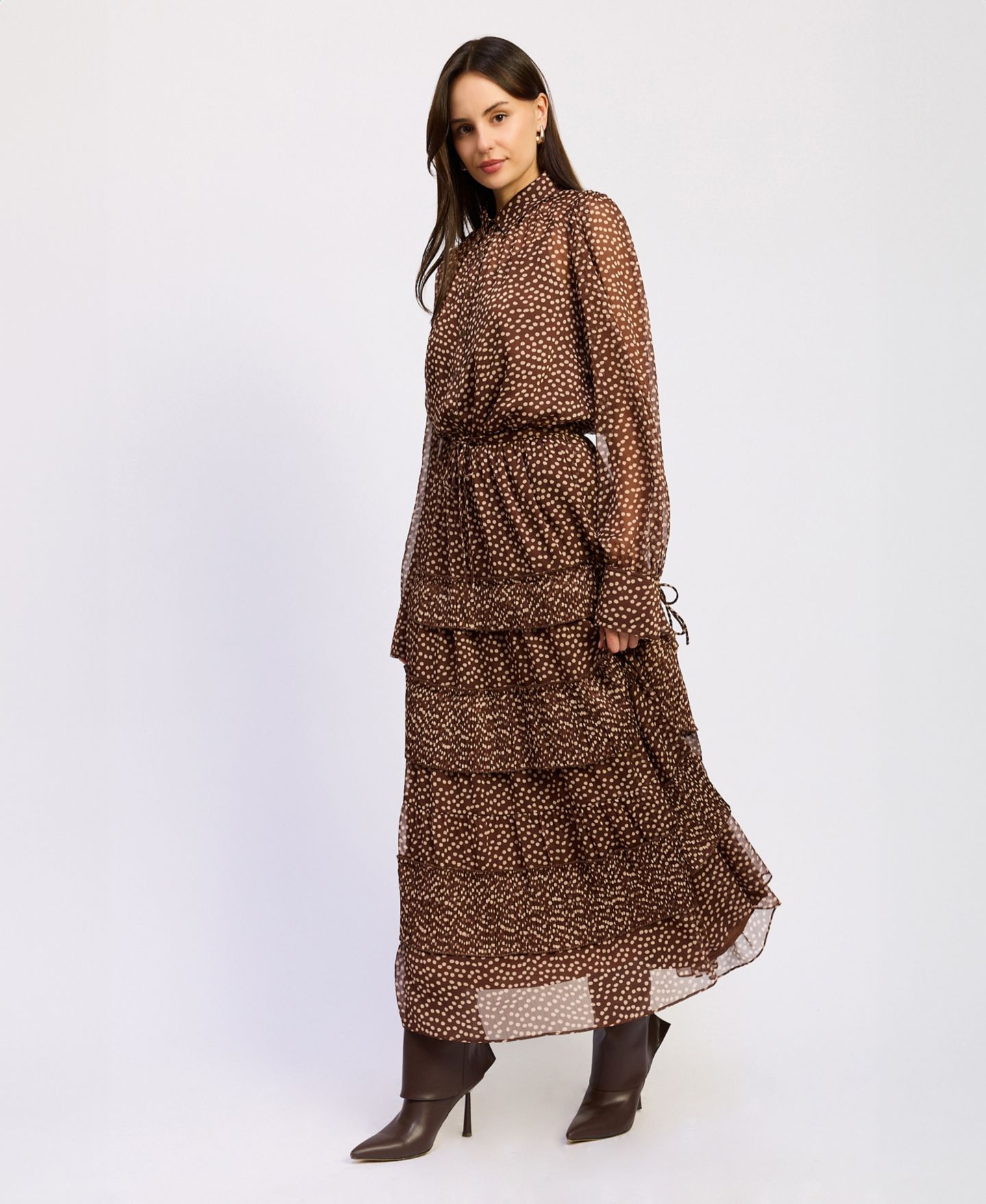 Женская юбка En Saison Diana High-Waisted Pleated Maxi, цвет: Коричневая слоновая кость — фото 3