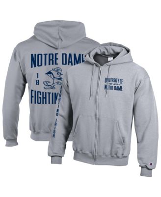 Men's Heather Gray Notre Dame Fighting Irish Varsity Powerblend Full-Zip Fleece Hoodie