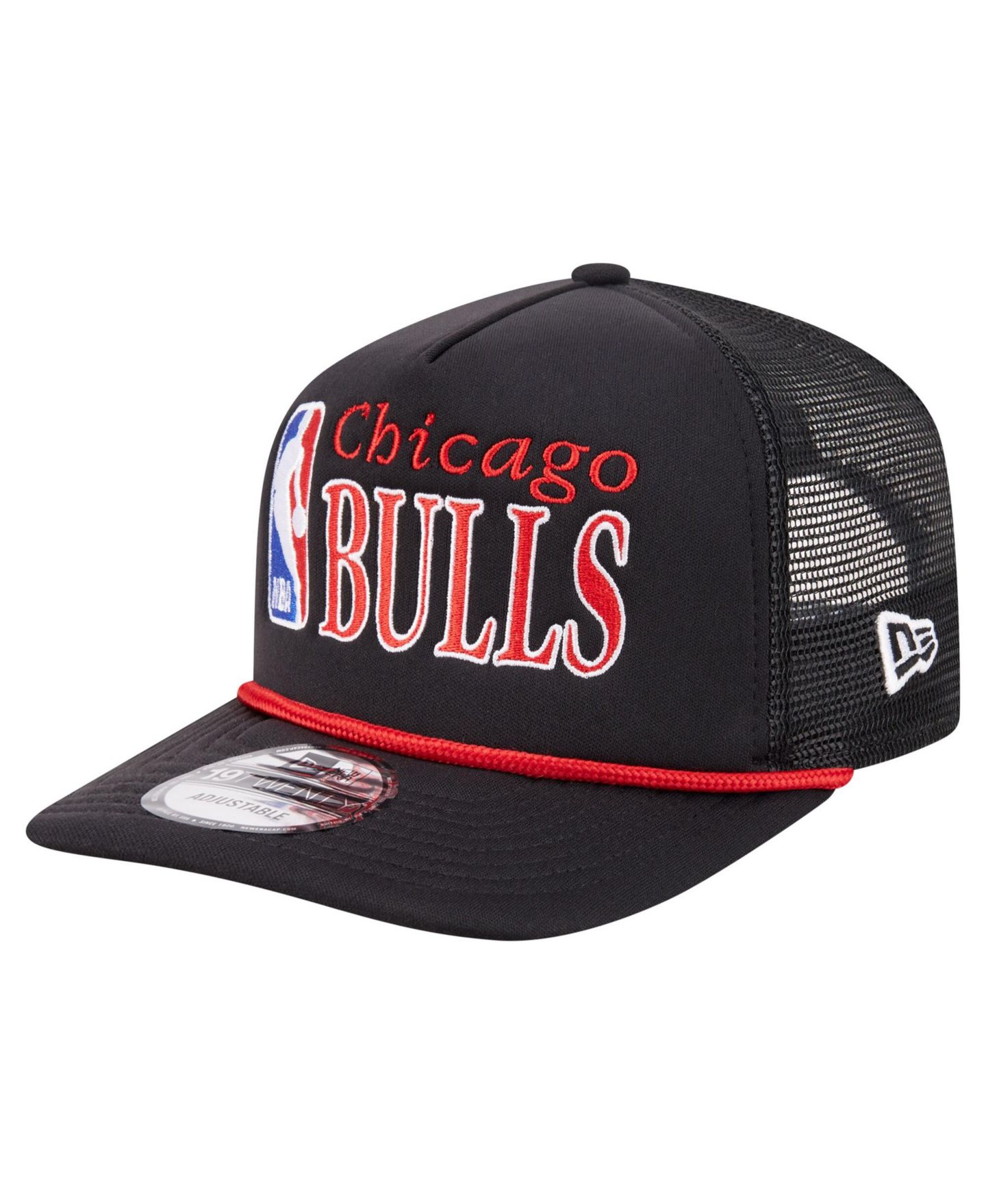 Мужская кепка New Era Black Chicago Bulls Team Logo Foam Front 19TWENTY A-Frame Trucker Adjustable Hat — фото 4