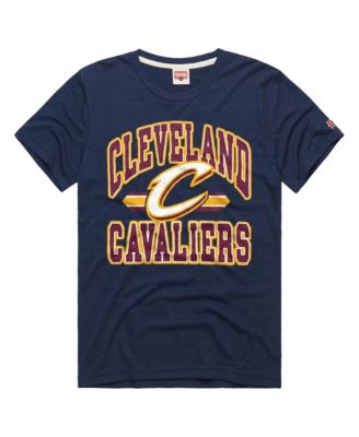 Men's and Women's Navy Cleveland Cavaliers Stripes Tri-Blend T-Shirt
