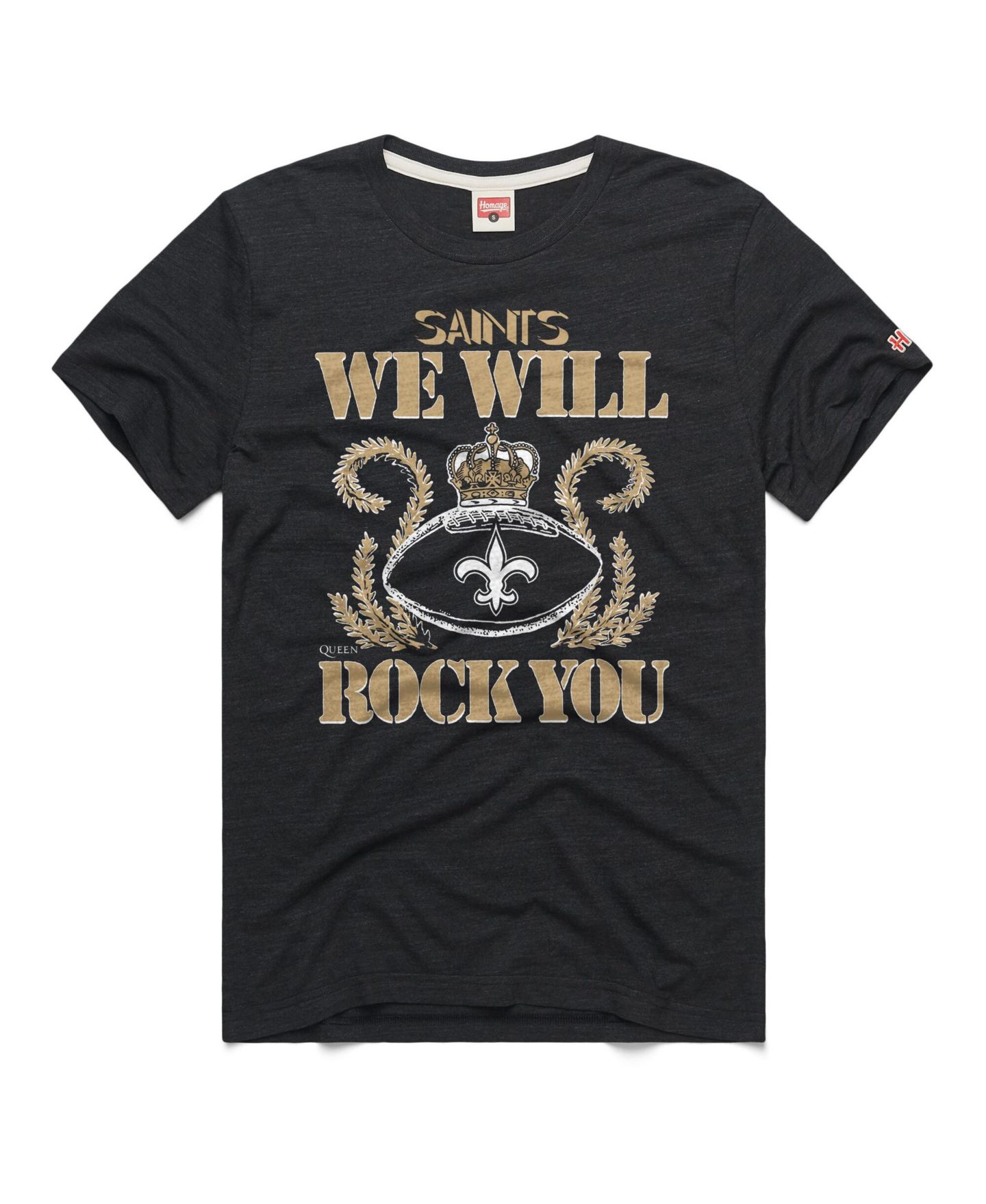 Женская футболка Homage New Orleans Saints 2026 NFL Schedule Queen Graphic Tri-Blend Relaxed-Fit — фото 3