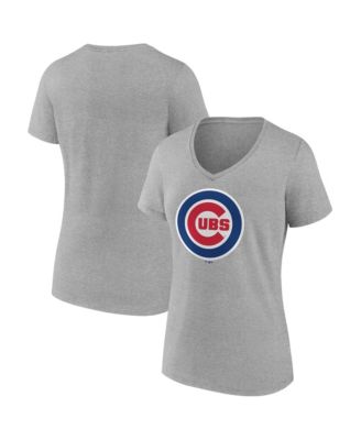 Women's Gray Chicago Cubs V-Neck T-Shirt