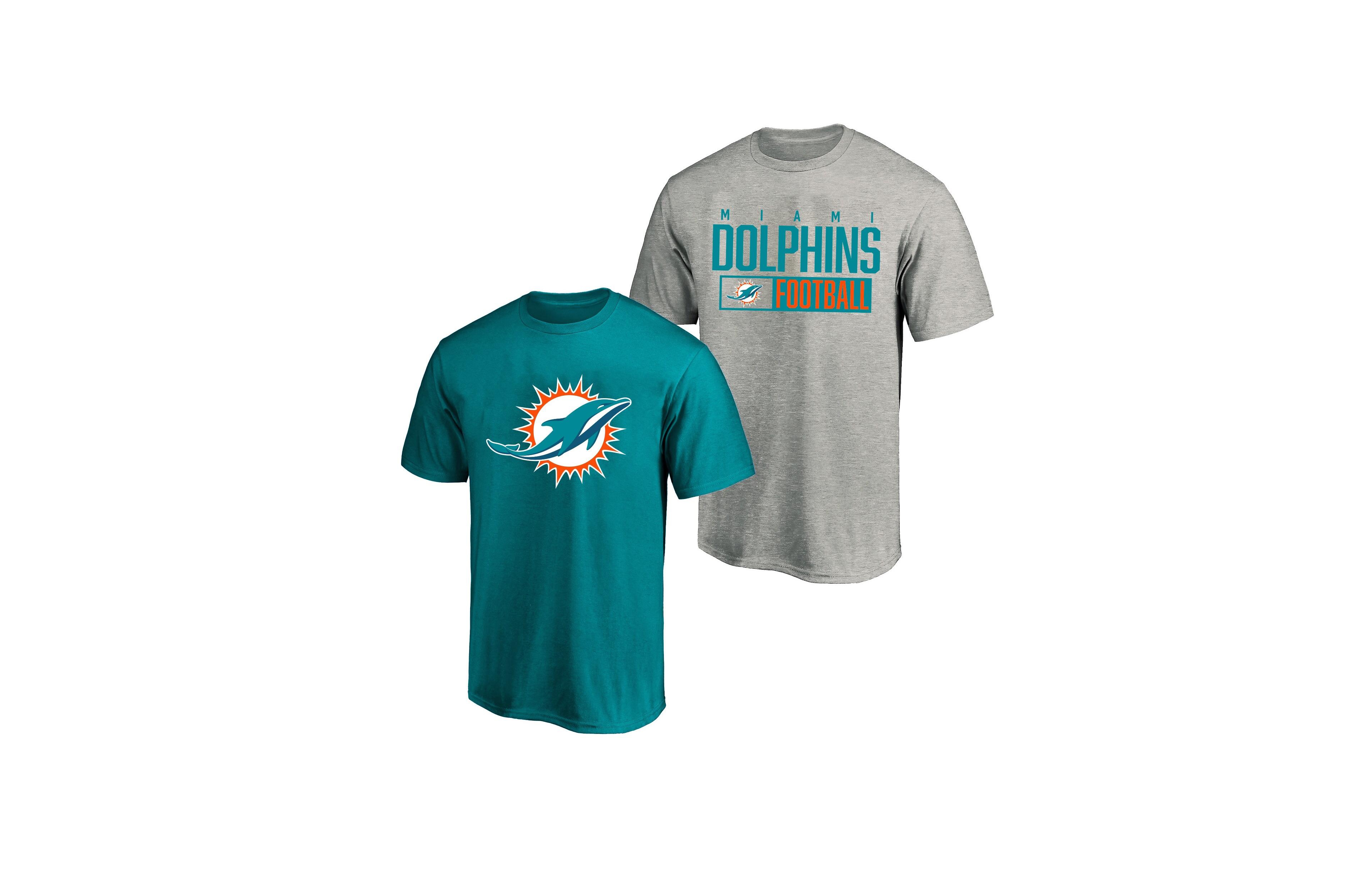 Fanatics Men's Heather Gray/Aqua Miami Dolphins Big Tall 2-Pack T-Shirt Set