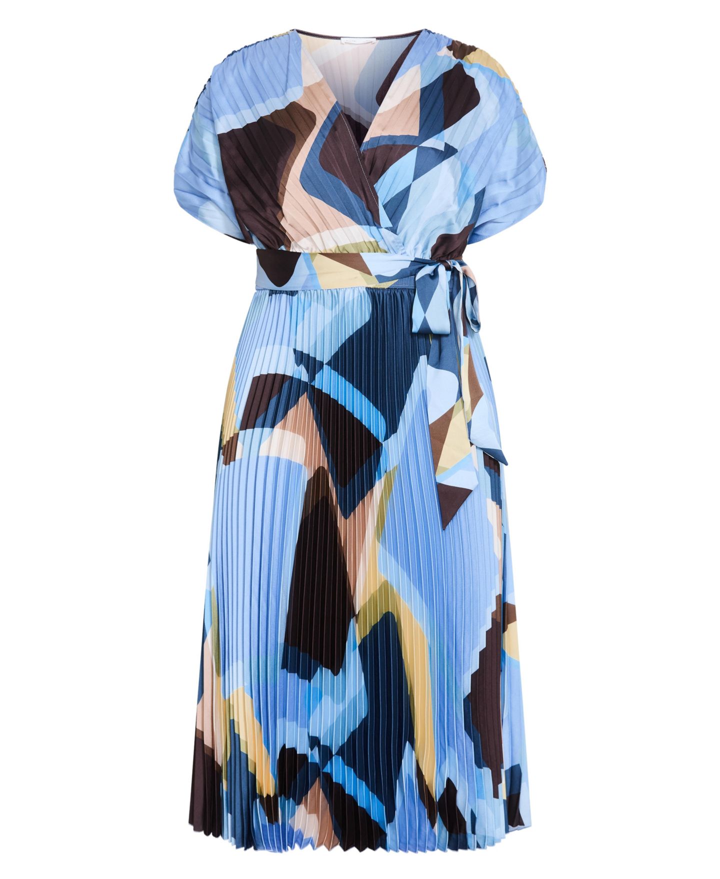 Женское платье CITY CHIC Plus Size Hailey Geo Abstract Print Pleat Wrap Midi, цвет: Синий — фото 3